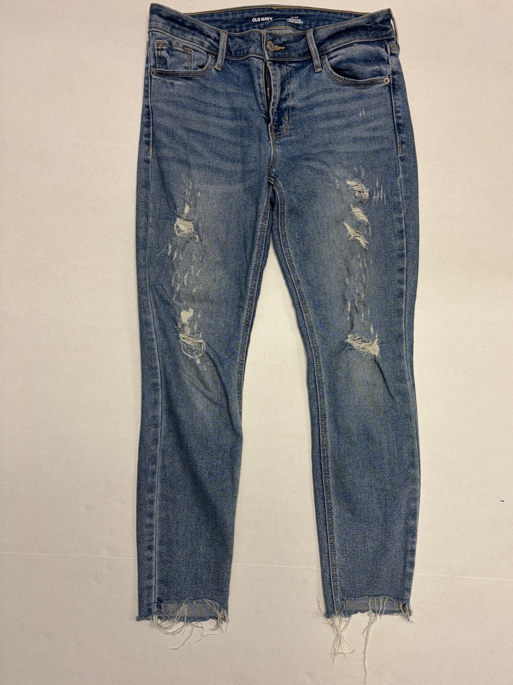 Old Navy Mid-Rise Rockstar Super Skinny Distressed Jeans Size 4 Light Wash